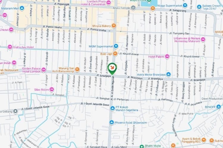 Map - Vertical Static Billboard at Jl. Brawijaya, Mataram, Nusa Tenggara Barat  (near Lampu Merah Gde Ngurah)