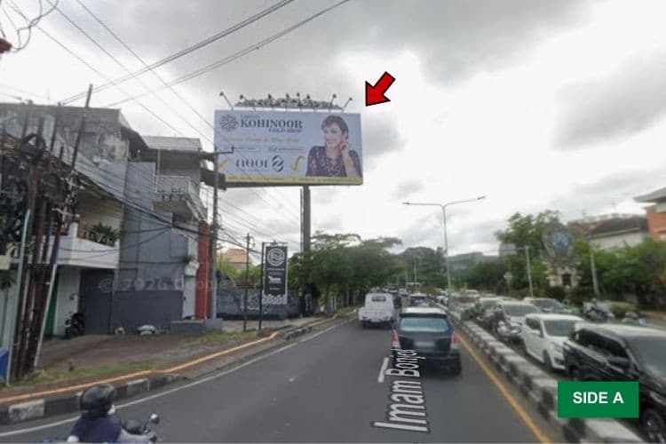 Horizontal Static Billboard at Jl. Sunset Road, Badung, Bali  (Intersection Jl. Imam Bonjol) - Day View, Side A