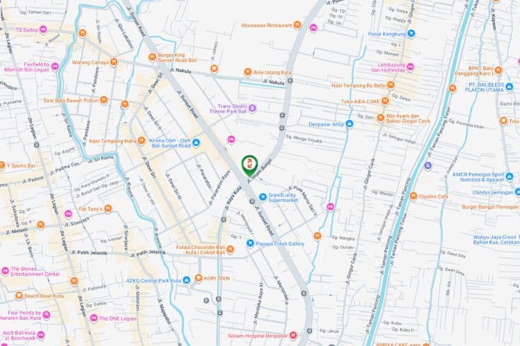 Map - Horizontal Static Billboard at Jl. Sunset Road, Badung, Bali  (Intersection Jl. Imam Bonjol)