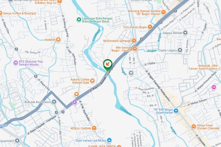 Map - Vertical Static Billboard at Jl. KH Abdullah Bin Nuh, Bogor, Jawa Barat  (nearby Cisadane Bridge)