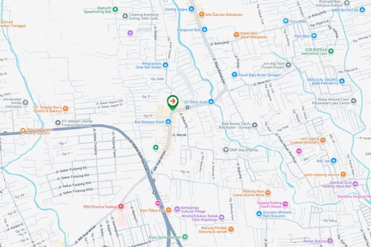 Map - Horizontal Static Billboard at Jl. WR Supratman, Denpasar, Bali  (nearby Jl. Siulan intersection)