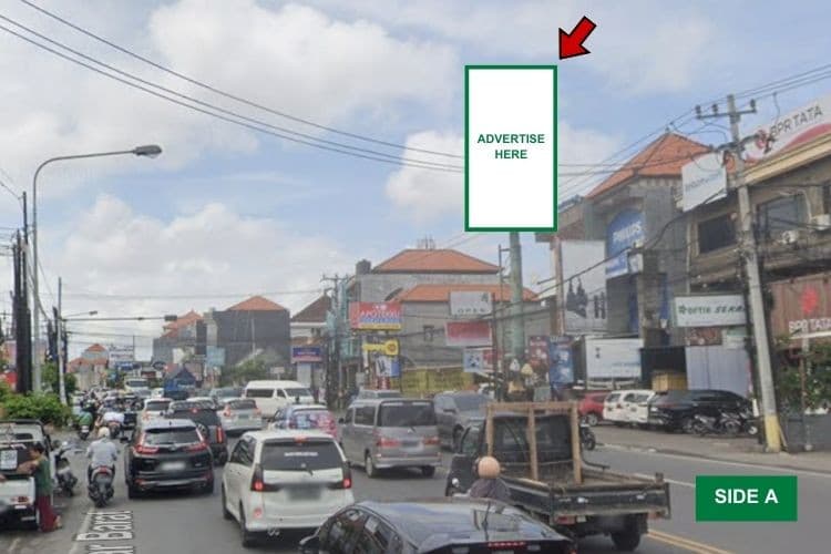 2 Sided Vertical Static Billboard at Jl. Teuku Umar Barat, Denpasar, Bali  (across SPBU Pertamina Teuku Umar Barat)