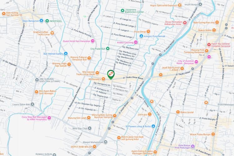 Map - Vertical Static Billboard at Jl. Teuku Umar Barat, Denpasar, Bali  (across SPBU Pertamina Teuku Umar Barat)