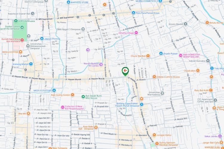 Map - Vertical Static Billboard at Jl. Hayam Wuruk, Denpasar, Bali  (nearby Elite Fit Pro Hayam Wuruk)