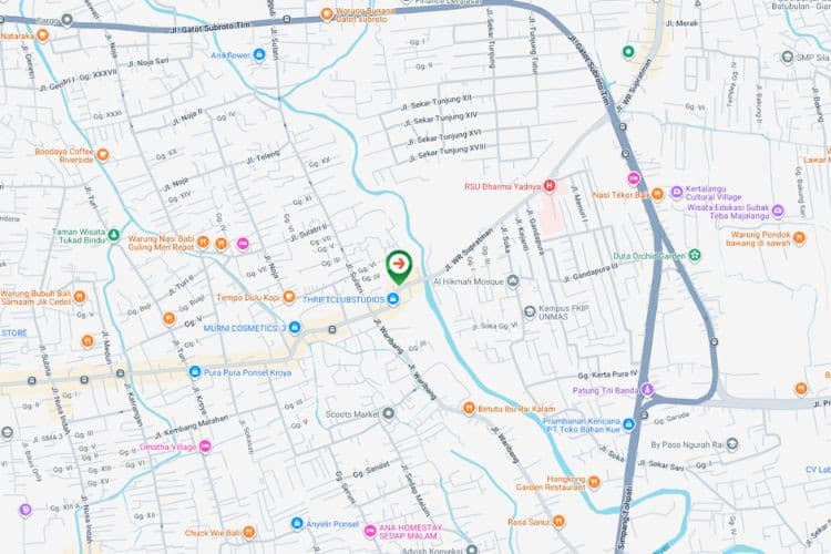 Map - Vertical Static Billboard at Jl. WR. Supratman, Denpasar, Bali  (nearby Bluey Petshop)