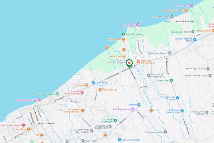 Map -  Vertical Static Billboard at Jl. WR. Supratman, Buleleng, Bali  (nearby Jl. Ratulangi intersection)