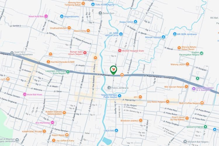 Map - Horizontal Static Billboard at Jl. Sudirman, Jembrana, Bali  (nearby  Taman Makam Pahlawan)