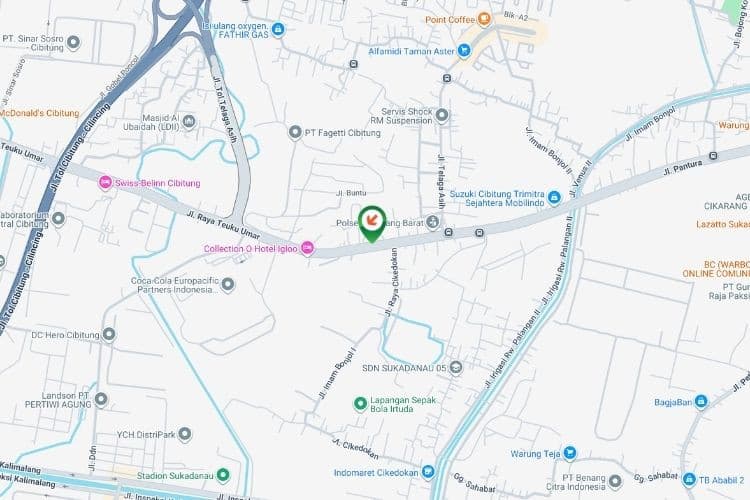Map - Vertical Static Billboard at Jl. Raya Teuku Umar, Bekasi, Jawa Barat  (near Obat Kuat Healthy & Beauty Natural Aura)
