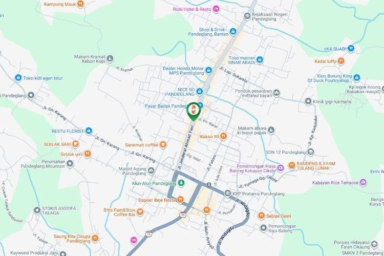Map - Horizontal Bando Billboard at Jl. Jenderal Ahmad Yani, Pandeglang, Banten (near Ani Elektronik Pandeglang)