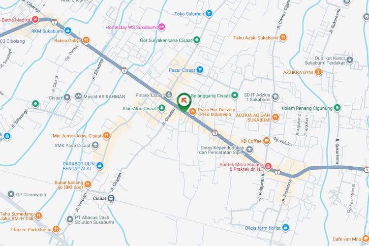 Map - Vertical Static Billboard at Jl. Raya Cisaat, Sukabumi, Jawa Barat  (near Sumber Megah Store)
