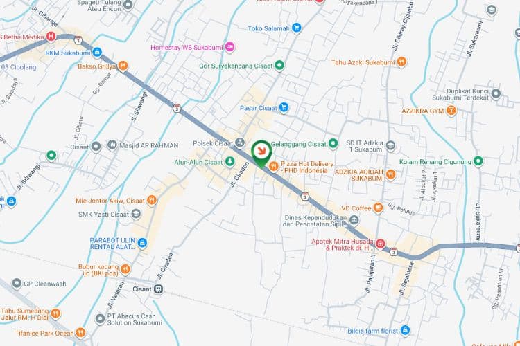 Map - Vertical Static Billboard at Jl. Raya Cisaat, Sukabumi, Jawa Barat  (near Sumber Megah Store)