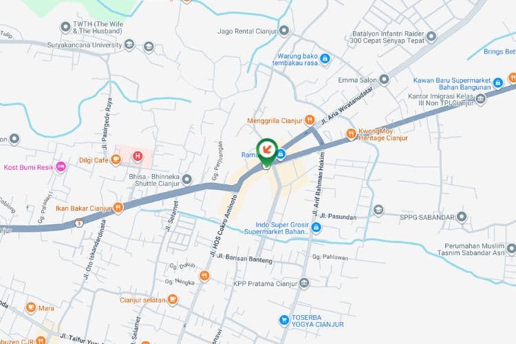 Map - Vertical Static Billboard di Jl. Raya Bandung, Cianjur, Jawa Barat  (near ATM Mandiri CJR TK Gudang Garmen)