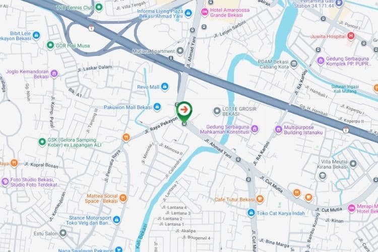Map -  Vertical Static Billboard at Jl. A. Yani, Bekasi, Jawa Barat  (nearby Pakuwon Mall Bekasi)