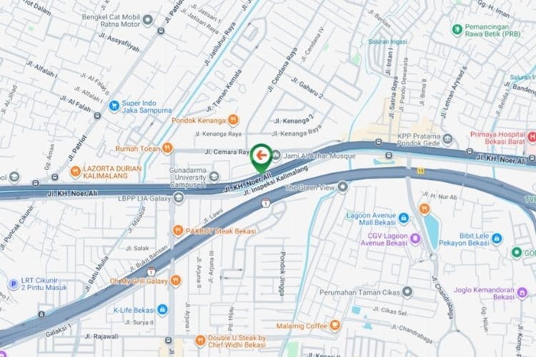 Map - Vertical Static Billboard at Jl. Noer Ali Kalimalang, Bekasi, Jawa Barat  (in front of Bank Muamalat Bekasi)