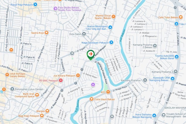 Map -  Vertical Static Billboard at Jl. Pekayon Raya, Bekasi, Jawa Barat  (intersection Kemang Pratama)