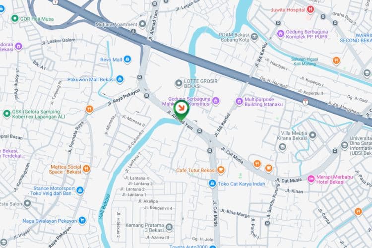Map - Vertical Static Billboard at Jl. A. Yani, Bekasi, Jawa Barat  (in front of Lottemart Bekasi)