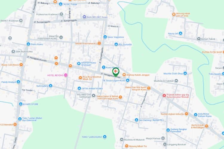 Map - Vertical Static Billboard at Jl. Honggokusuman, Grobogan, Jawa Tengah  (nearby MTs Al Hamidah Kuwu)