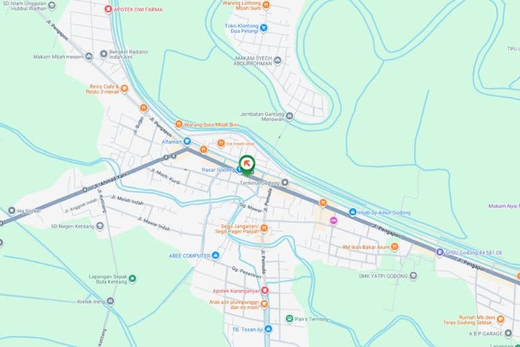 Map - Vertical Static Billboard at Jl. Purwodadi - Godong, Grobogan, Jawa Tengah  (nearby Pasar Godong)