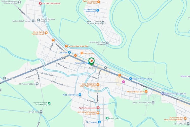 Map - Vertical Static Billboard at Jl. Purwodadi - Godong, Grobogan, Jawa Tengah  (nearby Pasar Godong)
