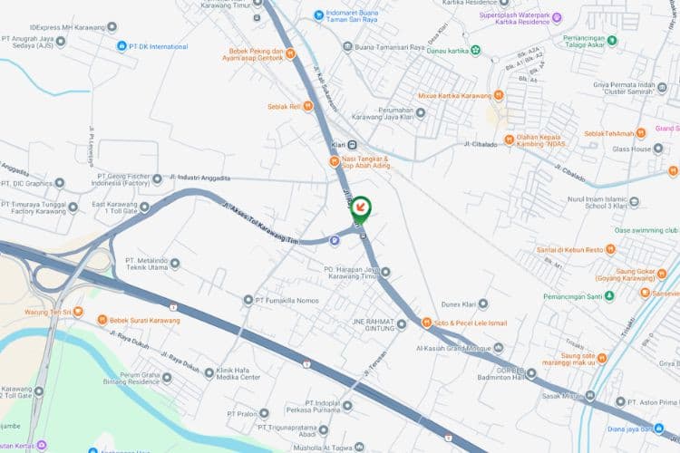 Map - Vertical Static Billboard at Jl. Raya Klari, Karawang, Jawa Barat  (at Jl. Akses Tol Karawang Timur intersection)