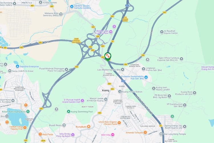 Map - Vertical Unipole Billboard at NSE Highway KM448.2, Rawang, Selangor