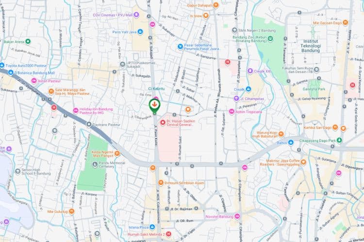 Map -  Vertical Static Billboard at Jl. Sukajadi, Bandung, Jawa Barat  (nearby Dr. Hasan Sadikin Central General Hospital)