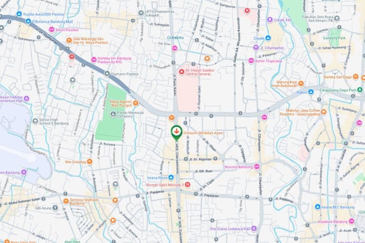 Map - Horizontal Bando Billboard at Jl. Pasir Kaliki, Bandung, Jawa Barat  (nearby BPK Penabur Pasirkaliki)