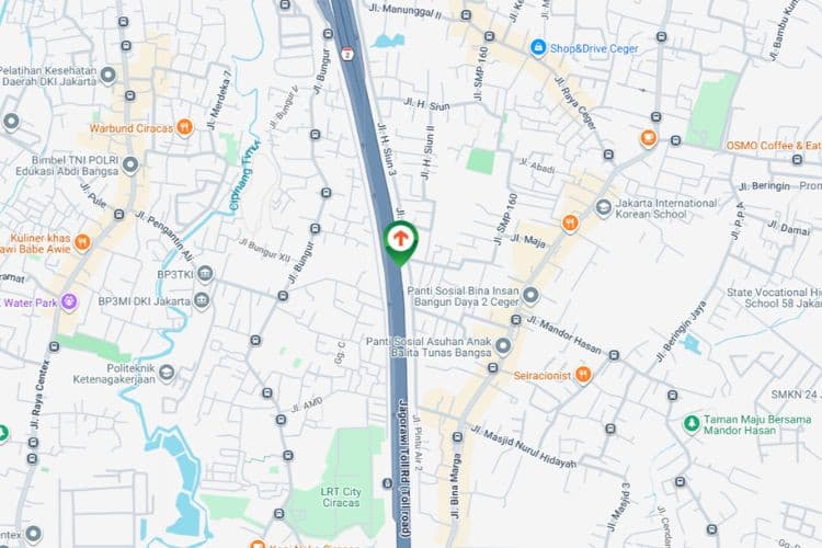 Map - Tol Jagorawi KM 8+200, Jakarta Timur , DKI Jakarta