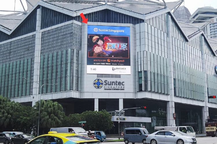 1 Panel Vertical Digital Screen Billboard at Nicoll Highway / Raffles Blvd, Marina Bay, Central Region (attached to Suntec Singapore Convention & Exhibition Centre)
