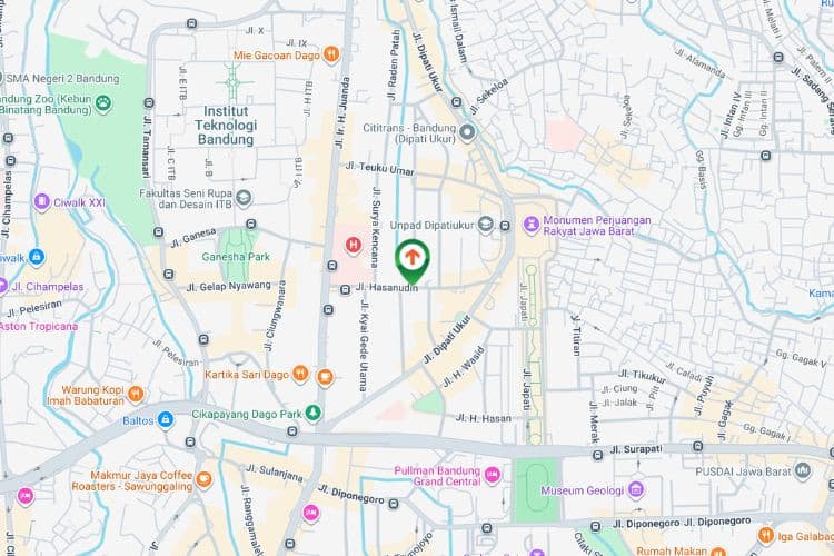 Map - Vertical Static Billboard at Jl Hasanudin, Bandung, Jawa Barat  (near Dreezel Coffee Hasanudin)