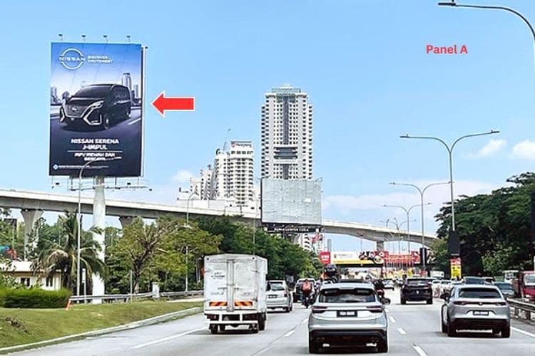 2 Sided Vertical Unipole Billboard at Jalan Sungai Besi, Kuala Lumpur (near Wisma Standard Chartered)
