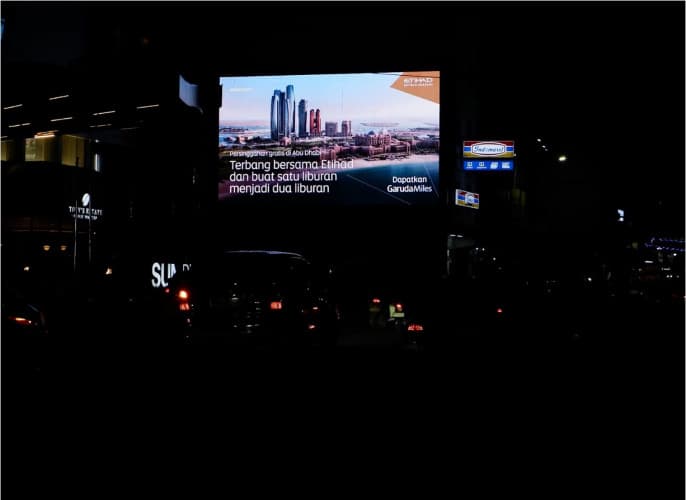 Horizontal Videotron Billboard at Jl KH.Zainul Arifin, Medan, Sumatera Utara  (in front of Sun Plaza Mall) - Night View