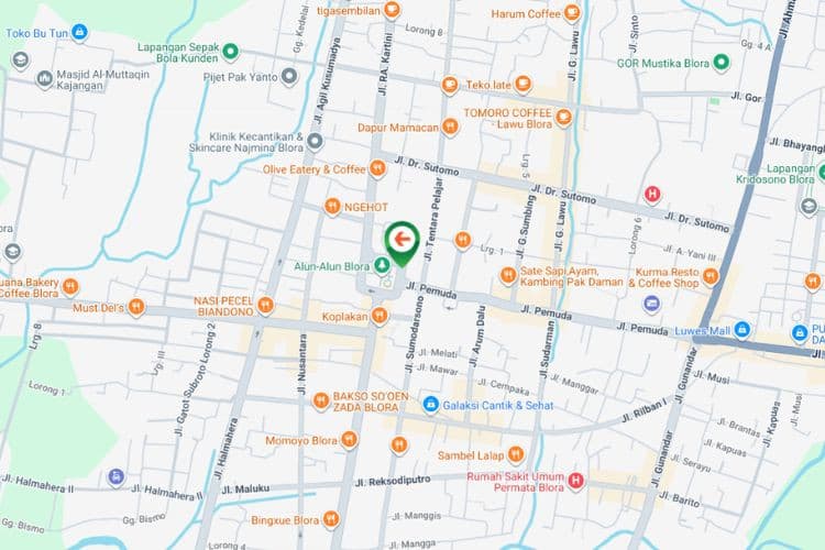 Map - Vertical Static Billboard at Jl. Alun-Alun Blora, Blora, Jawa Tengah