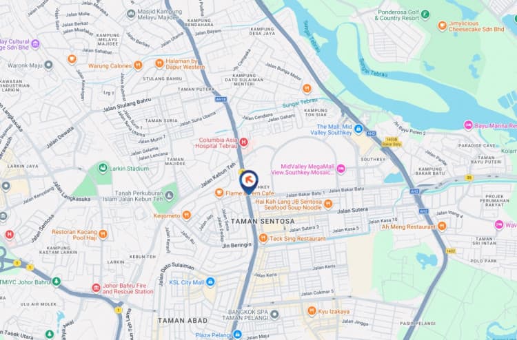 Map - Horizontal Digital Screen Billboard at Jalan Tebrau, Johor Bahru, Johor (near Wisma Daiman)