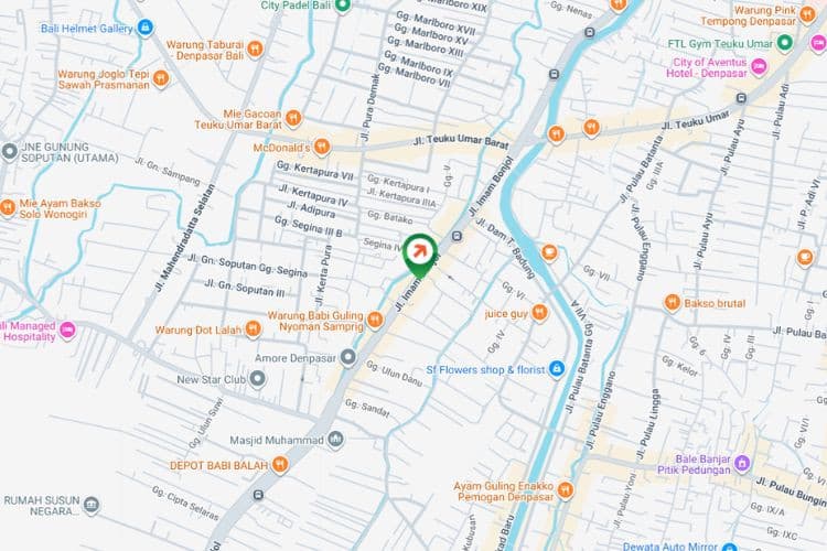 Map - Vertical Static Billboard at Jl. Imam Bonjol, Denpasar, Bali  (nearby Pie Susu Dhian Khas Bali)