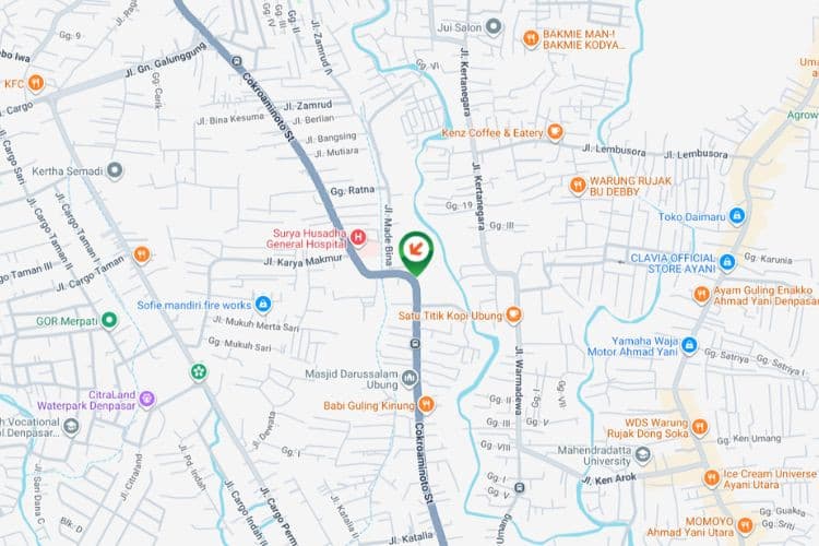 Map - Vertical Static Billboard at Jl. Cokroaminoto, Denpasar, Bali  (nearby Bali Infinity Store)