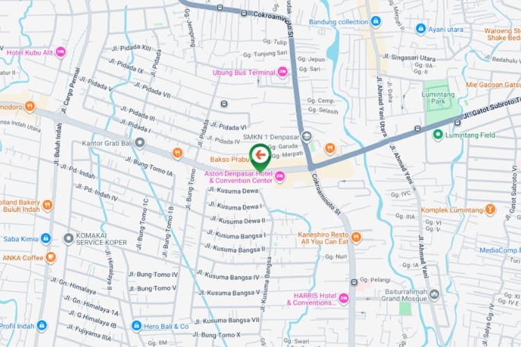 Map -Horizontal Static Billboard at Jl. Gatot Subroto, Denpasar, Bali  (nearby Aston Denpasar Hotel, Side A)