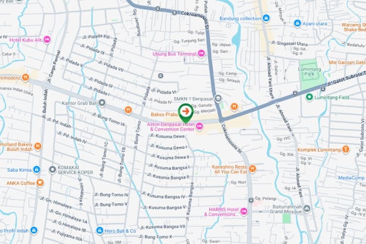 Map - Horizontal Static Billboard at Jl. Gatot Subroto, Denpasar, Bali  (nearby Aston Denpasar Hotel, Side B)