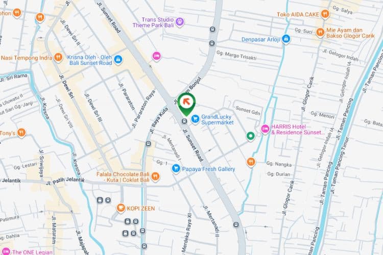 Map - Horizontal Static Billboard at Jl. Sunset Road, Badung, Bali  (nearby Holiday Inn Express Bali Sunset Road)