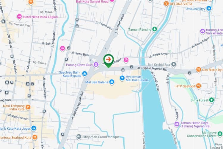 Map - Horizontal Static Billboard at Jl. Baypass Ngurah Rai Simpang Siur, Badung, Bali  (nearby BIMC Hospital, Side B)