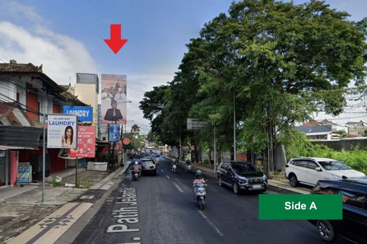 1 Sided Vertical Static Billboard at Jl. Patih Jelantik, Legian, Kuta, Badung, Bali (nearby Kuta Central Park Hotel Bali, Side A)