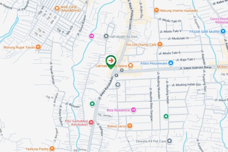 Map -Horizontal Static Billboard at Jl. Gatot Subroto Barat  - Jl. Padang Luwih, Kuta Utara, Badung, Bali  (intersection Gatot Subroto)