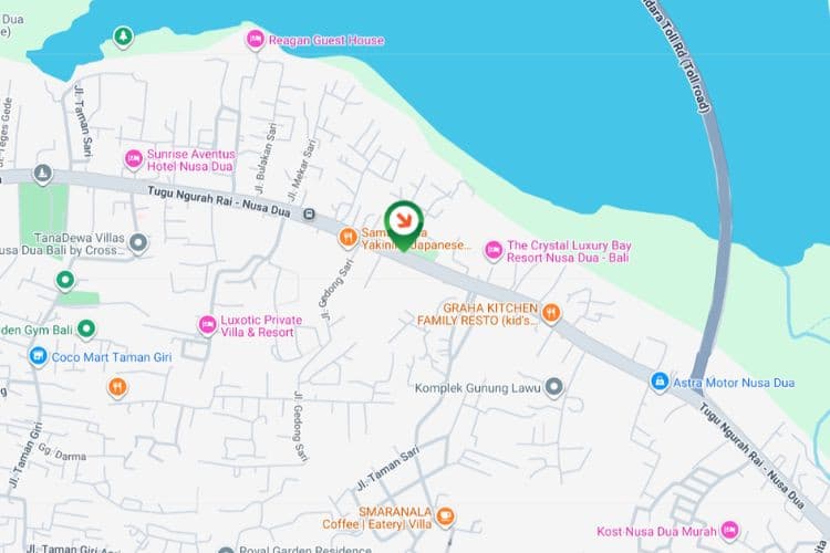 Map - Vertical Static Billboard at Jl. Bypass Ngurah Rai Nusa Dua, Badung, Bali  (nearby Taman Ayodia, Side A)