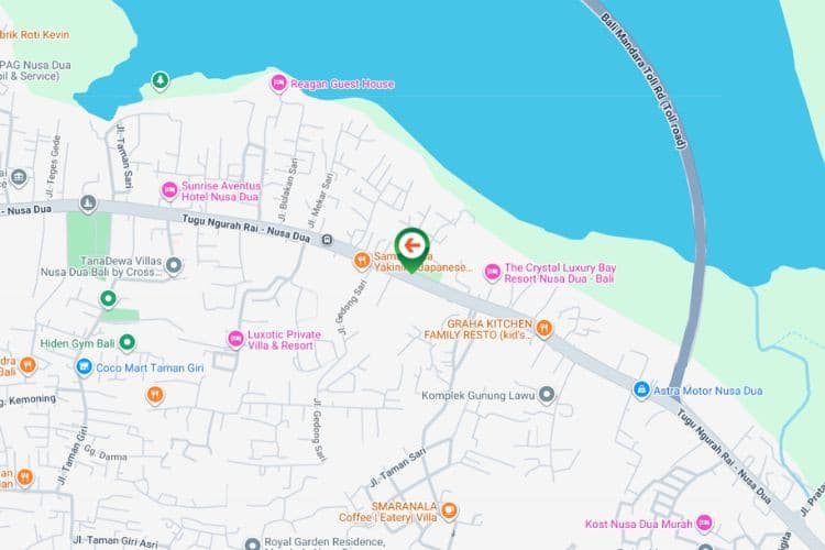 Map - Vertical Static Billboard at Jl. Bypass Ngurah Rai Nusa Dua, Badung, Bali  (nearby Taman Ayodia, Side B)