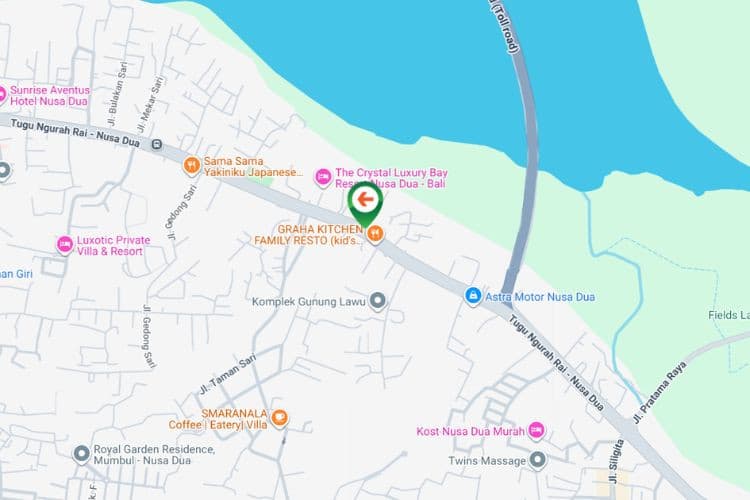 Map - Vertical Static Billboard at Jl. Bypass Ngurah Rai Nusa Dua, Badung, Bali  (nearby Adi Spa Healing, Side A)