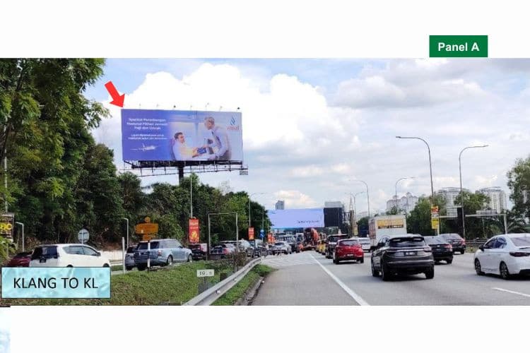 2 Sided Horizontal Unipole Billboard at Federal Highway KM19.6, Shah Alam, Selangor (near Kelab Golf Negara Subang)