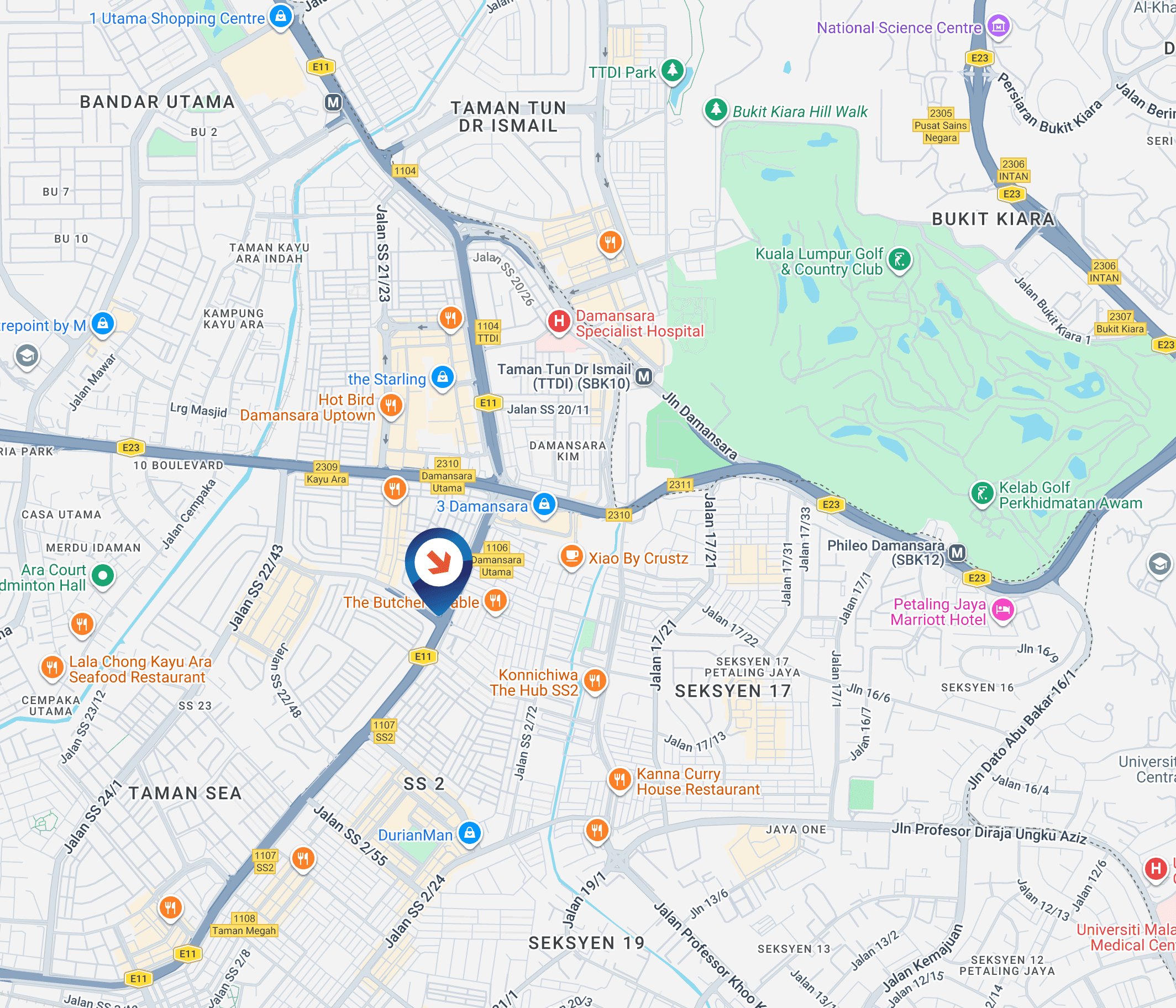 Map - Vertical Digital Screen Billboard at LDP Highway, Damansara Jaya, Petaling Jaya, Selangor (near Nobel International School)