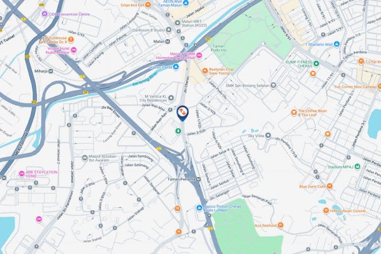 Map - Digital Overhead Bridge Billboard at Jalan Cheras, Kuala Lumpur near Sunway Velocity