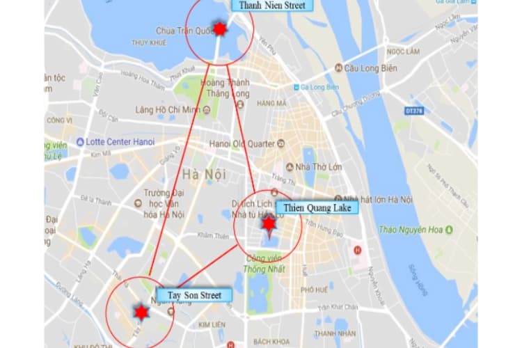 Map - Vertical LED Screen Billboard at Ho Tay, Ba Dinh Ward, Ha Noi City (Thien Quang Lake)