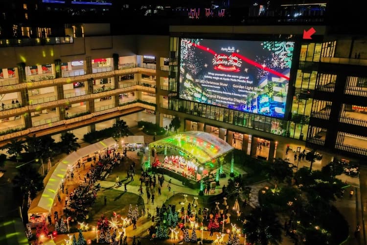 Night View - Horizontal Digital Screen Billboard at Pres. Diosdado Macapagal Blvd. cor. Asean Ave., Paranaque, Metro Manila (Within Ayala Malls Manila Bay Central Garden)